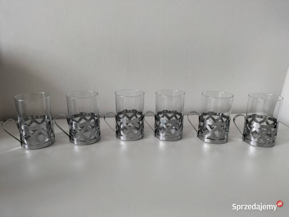 Koszyczki uchwyty podstakanniki szklanki PRL 21 Warszawa