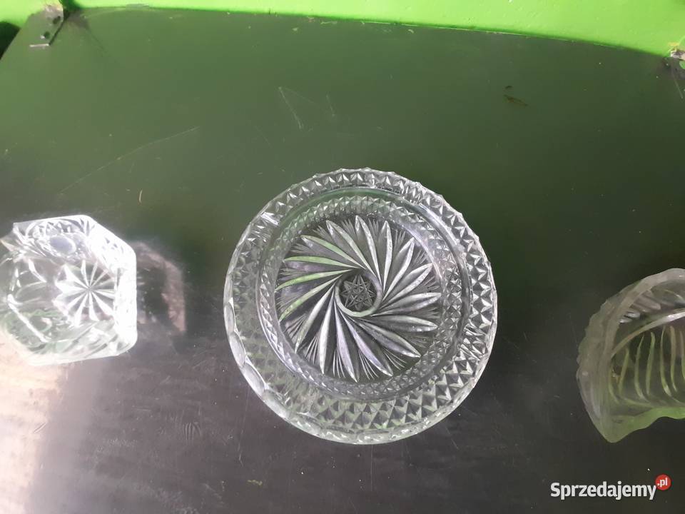 Popielniczki z papierośnicą kryształowe z PRL dolnośląskie Oleśnica