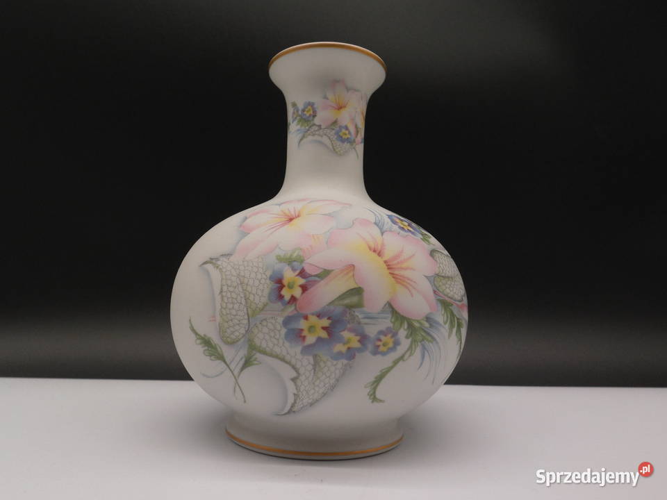 Pękaty Wazon Biskwitowy Ibis Aveiro Portugal Porcelana i szkło Raszków
