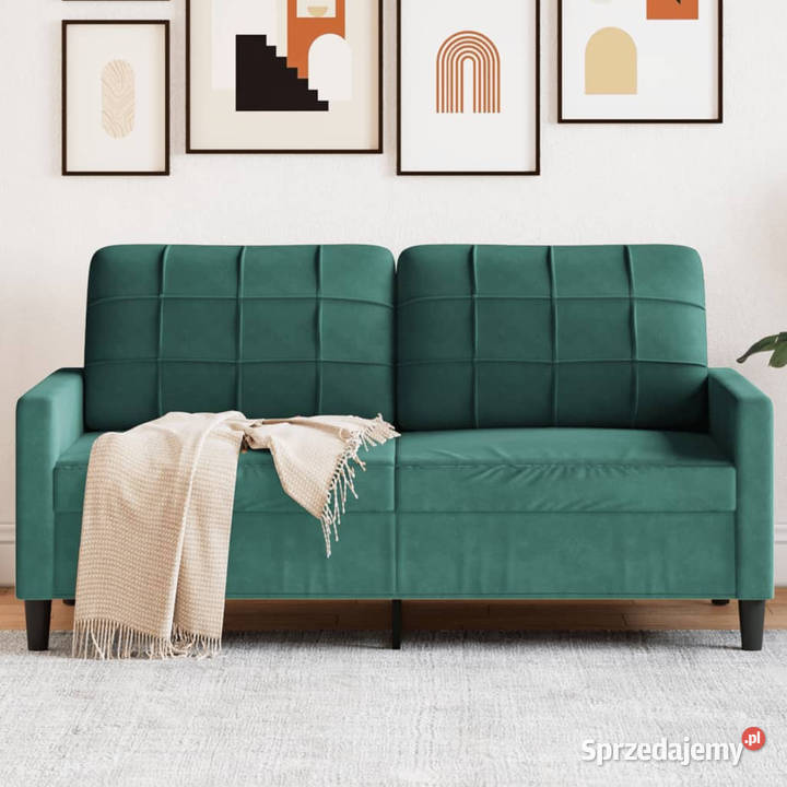Sofa 2osobowa ciemnozielona 140 tapicerowana mazowieckie Warszawa