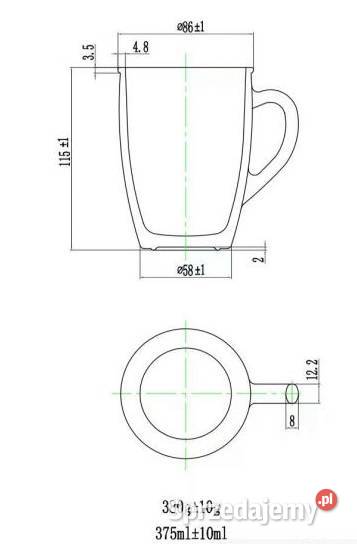 Szklanka z uszkiem 375 ml Hurt Detal Jarocin sprzedam