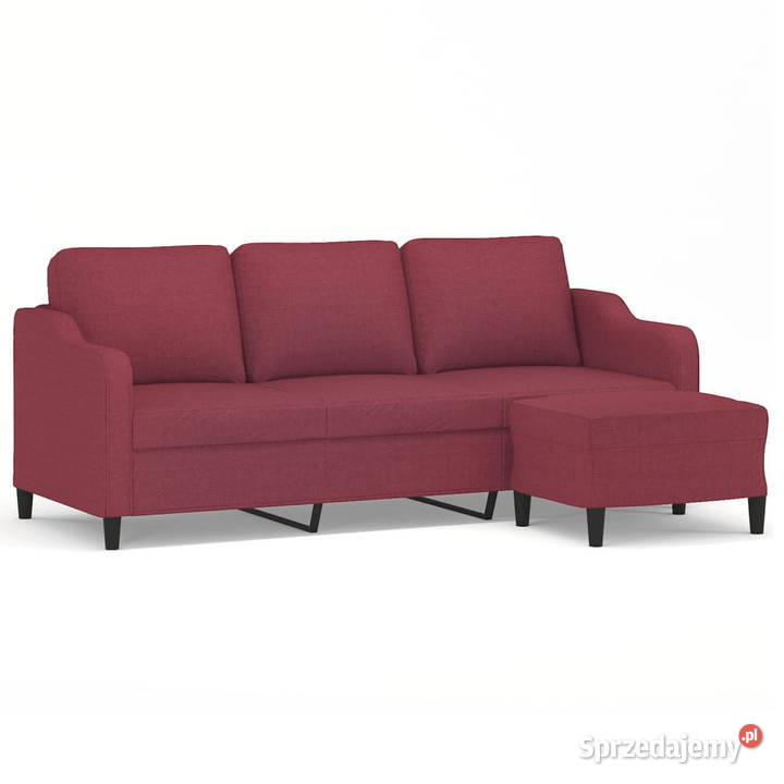 3osobowa sofa z podnóżkiem winna czerwień 180