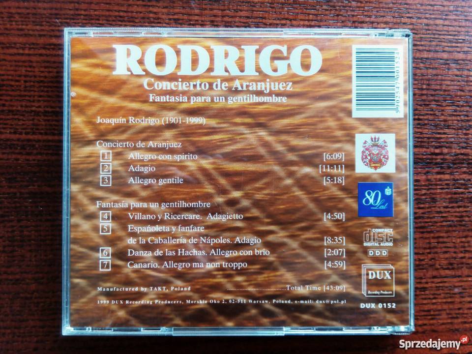 Rodrigo Concierto de Aranjuez Fantasia para un CD Ząbki sprzedam