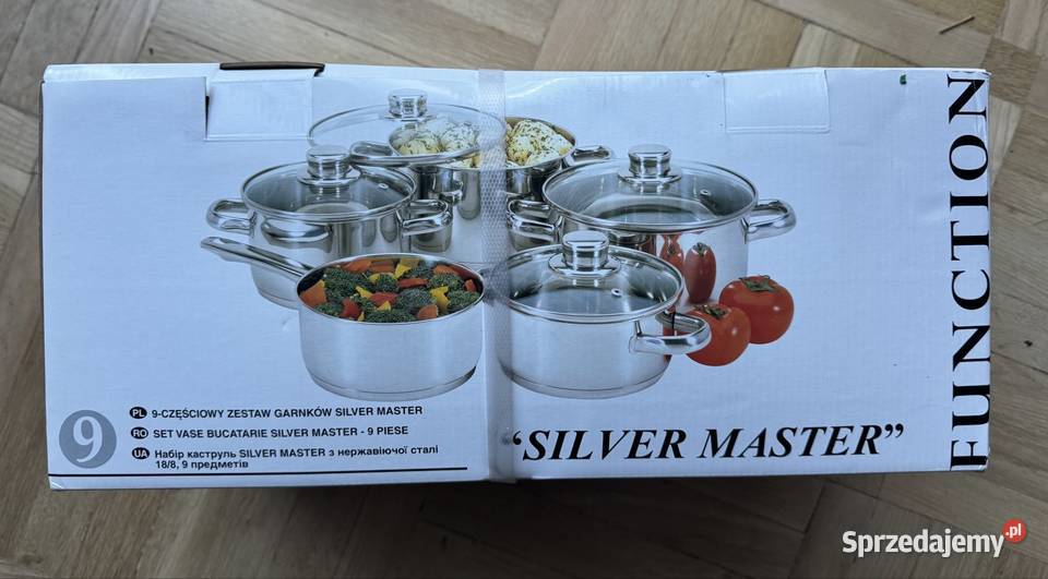 NOWY zestaw garnków Silver Master 9 el stal Warszawa