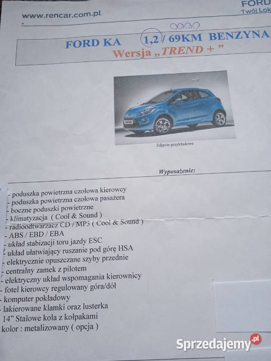 Ford Ka 12 benzyna 69 wersja TRND plus Piekary Śląskie