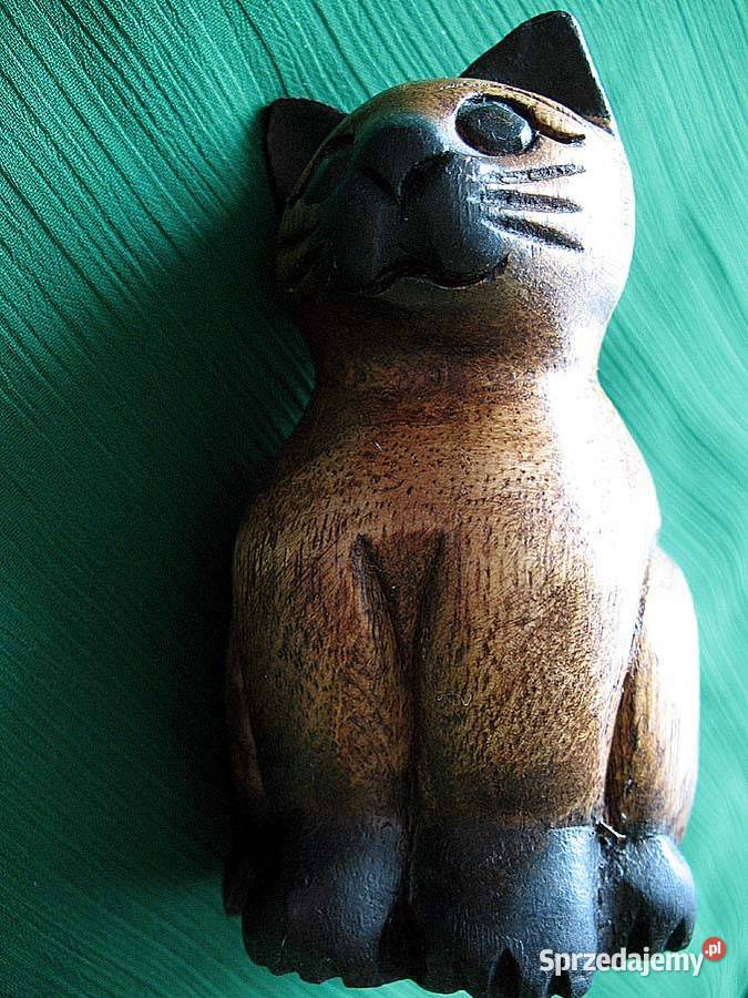 KOT Drewno Stara Figurka rzeźba 11 x 7 x 5 Figurki i rzeźby Siedlce