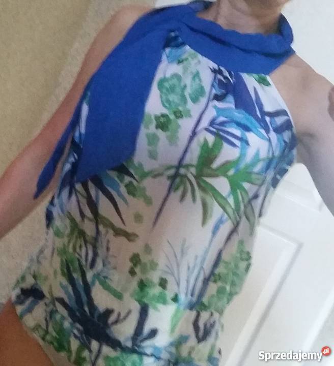 bluzka zwiewna letnia hawajska palmy lekka
