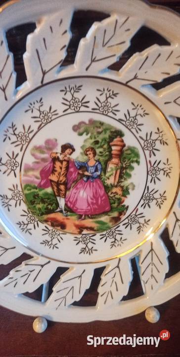 Talerz do powieszenia Sceny dworskie Sygnowany pomorskie Gdańsk