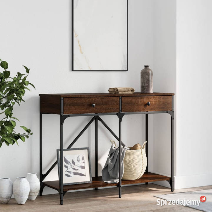 Stolik konsolowy brązowy dąb 100x39x785 WM835488 Warszawa