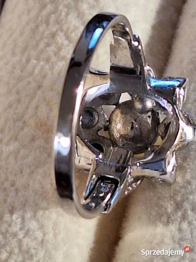 Pierścionek srebrny z perłą p835 elegancki pomorskie Gdańsk