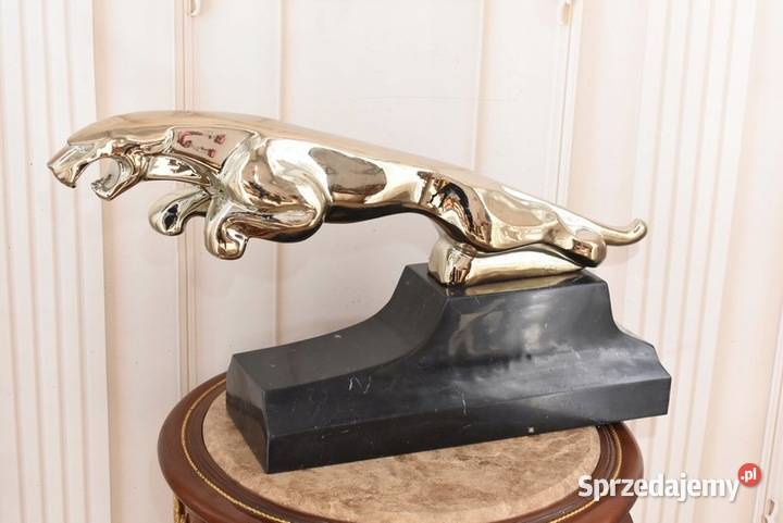 Srebrny Skaczący Jaguar Figura z Brazu Podstawa Kraków