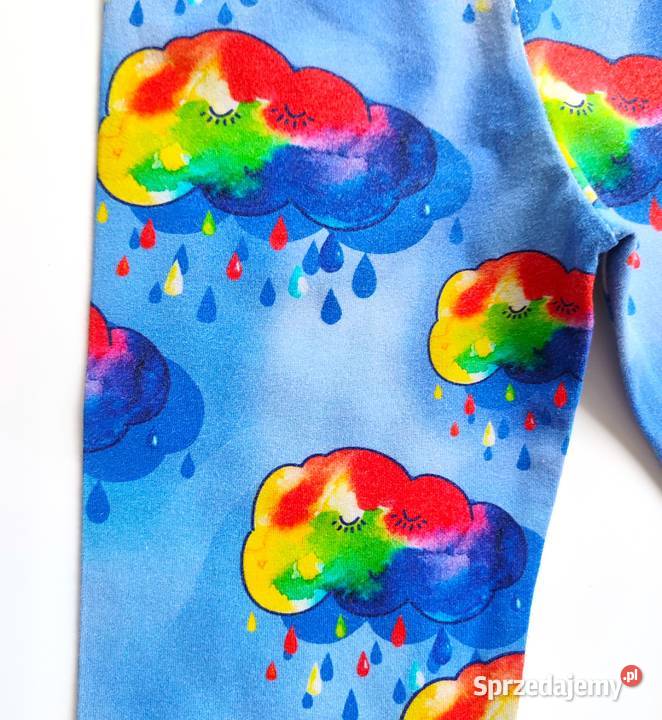 Legginsy w deszczowe chmurki handmade 92 Odzież