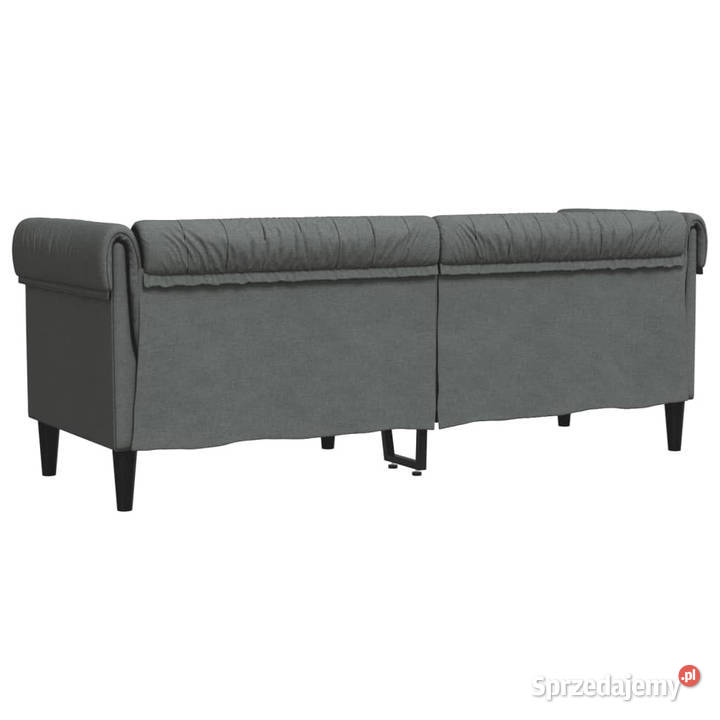 Sofa Chesterfield trzyosobowa ciemnoszara obita Warszawa sprzedam