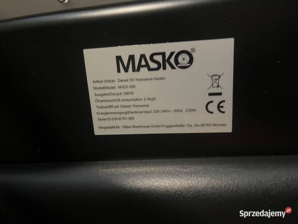 Sprzedam nagrzewnicę firmy Masko Górki Napękowskie