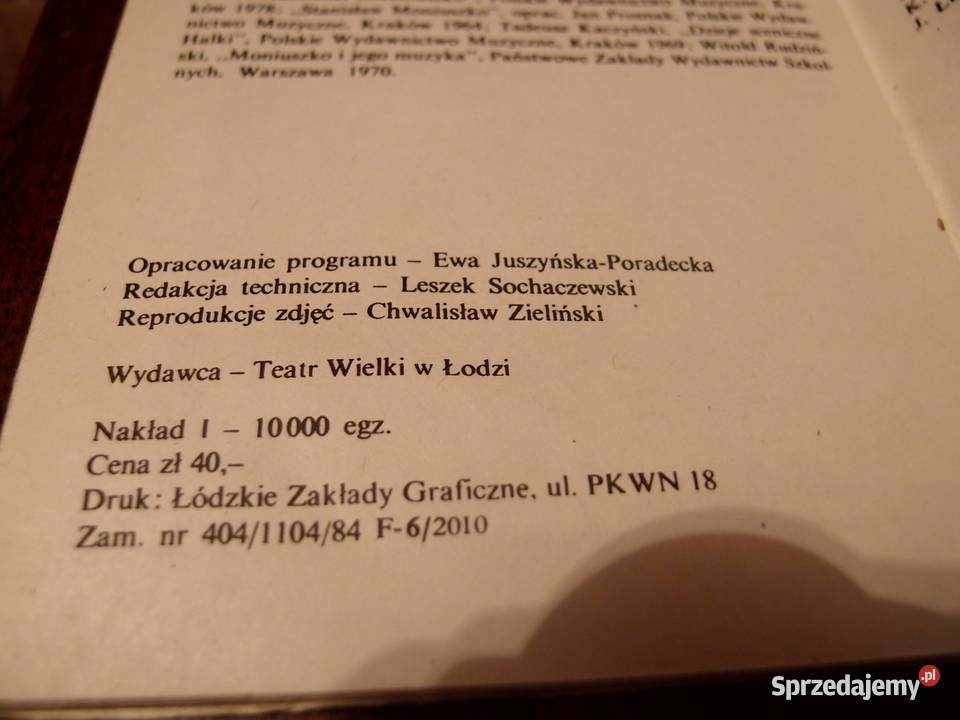 Program opery Halka Moniuszko z PRLu Teatr Łódź