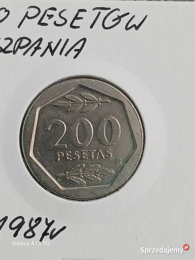 200 Pesetów Hiszpania 1987 r Numizmatyka Antyki, Sztuka, Kolekcje Konin