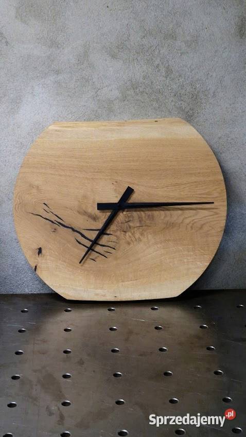 Zegar na ścianę wiszący duży loft naturalny dąb Konsole Bartoszyce sprzedam