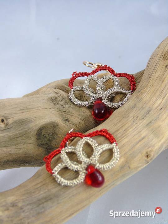 Kolczyki koronkoweróżne wzory kolory Wiśniowa