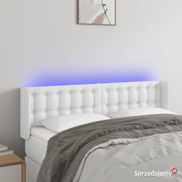 Zagłówek do łóżka z LED biały 147x16x7888 Warszawa