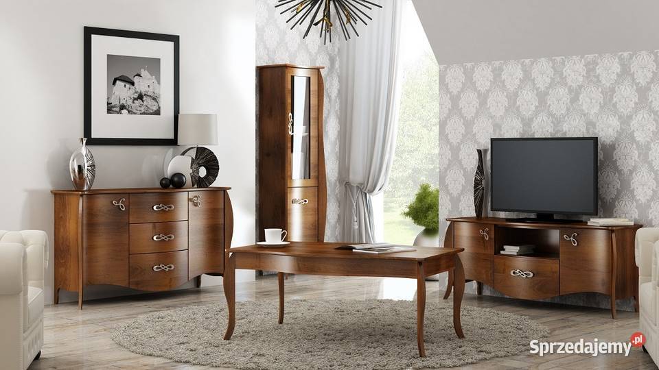 Komoda z barkiem przeszklona biała Barocco styl wielkopolskie Poznań sprzedam