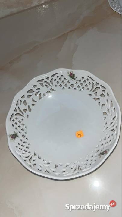Patera miseczka ażur biała porcelana z różyczką Gdańsk