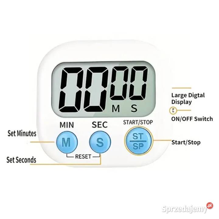 Minutnik do kuchni timer Sekundnik z Magnesem biały Płock