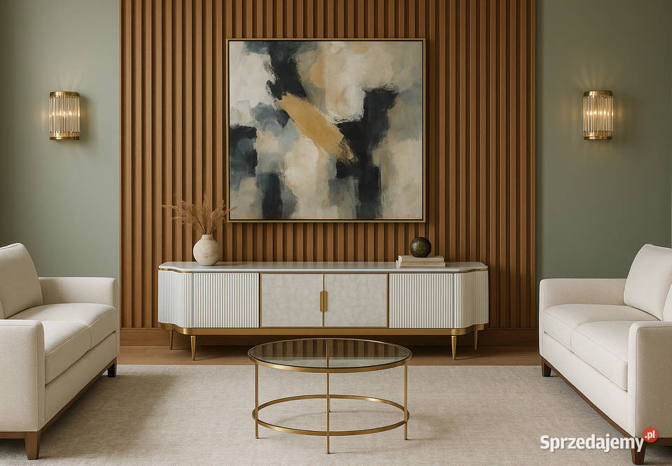 Komoda RTV kremowo złota Champion Glamour