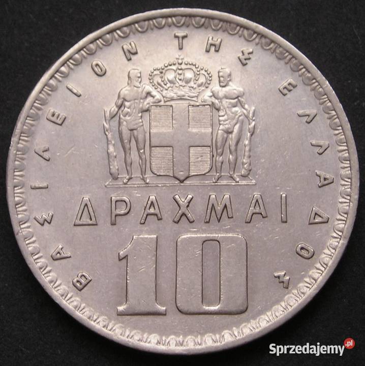 GRECJA 10 DRACHM 1959 KRÓL PAWEŁ Łódź