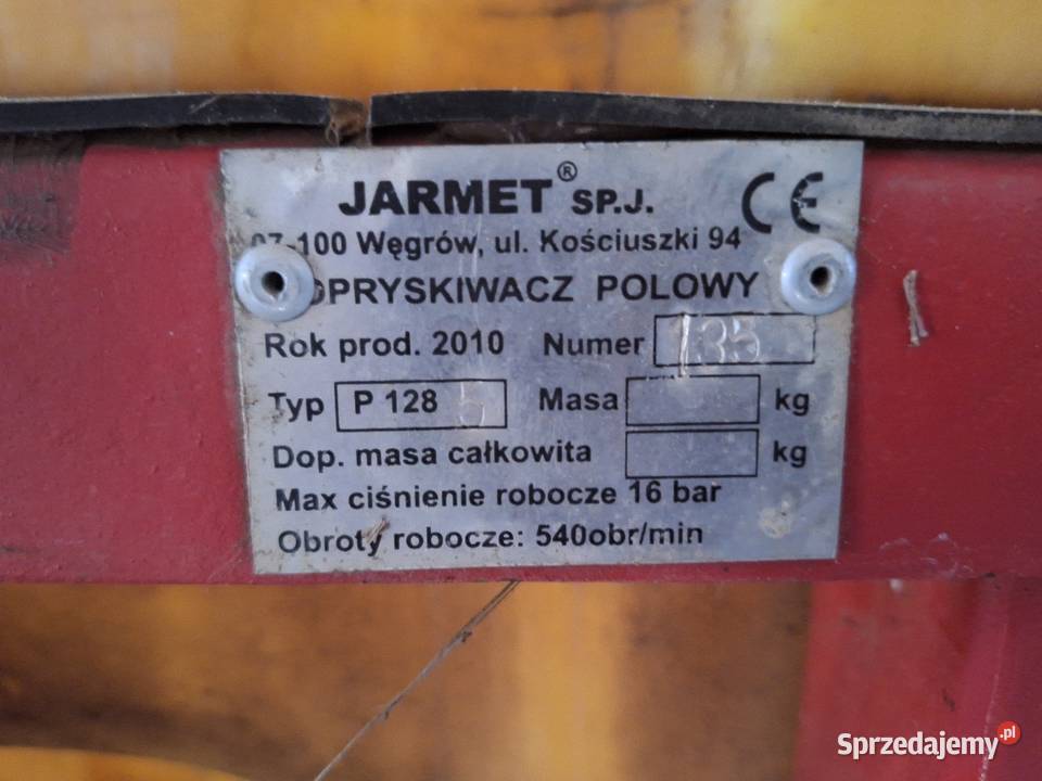 Opryskiwacz Jar Met 600 litrów Chomętowo