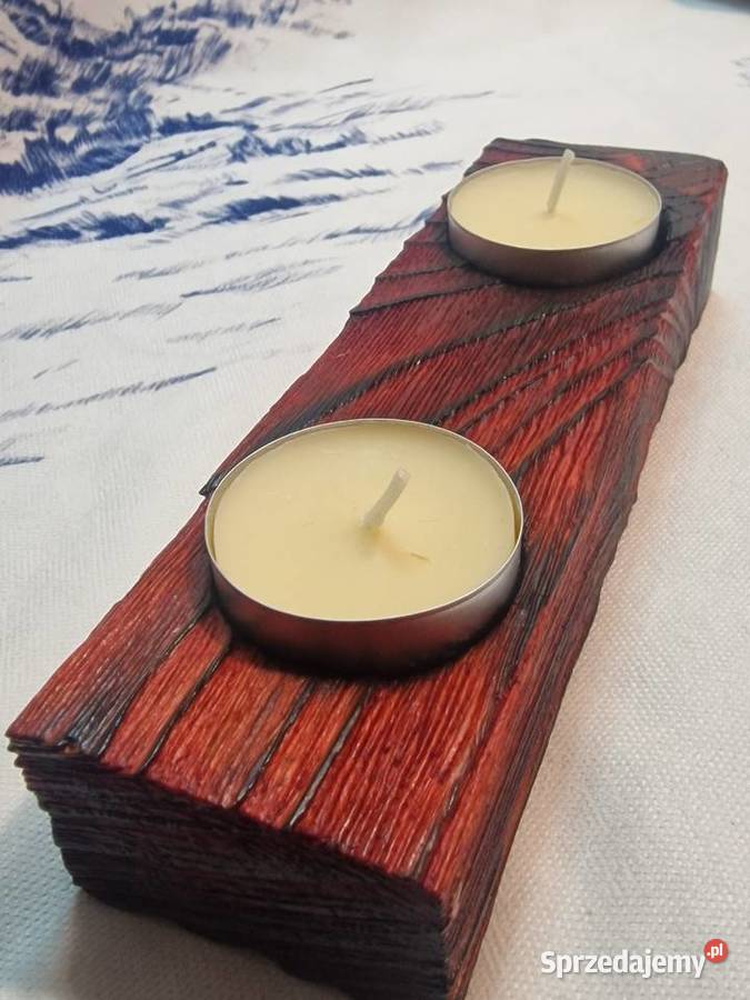 Świecznik Shou Sugi Ban drewno świerkowe Sępopol