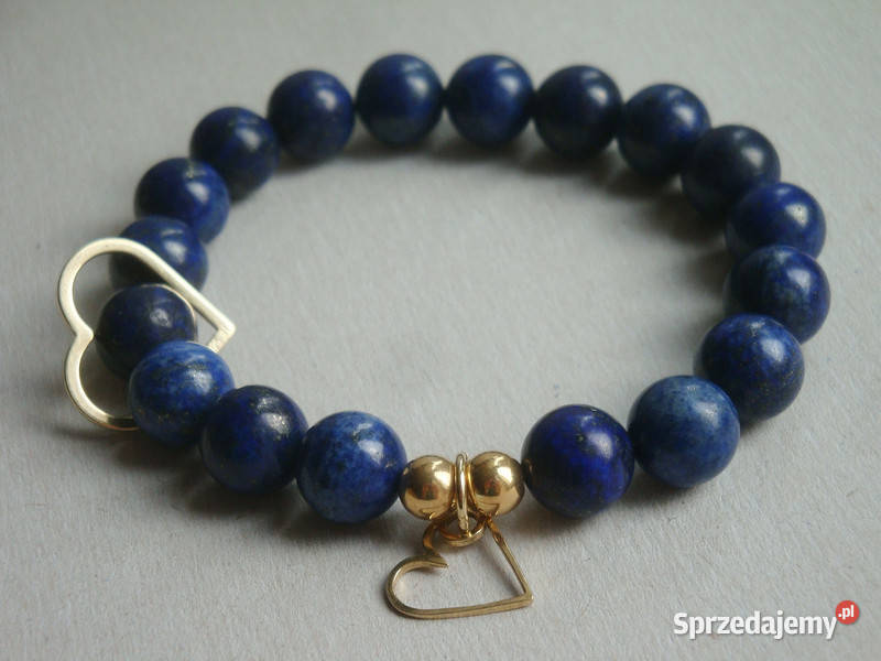 Bransoletka z Lapis lazuli z zawieszkami sercami Kielce sprzedam