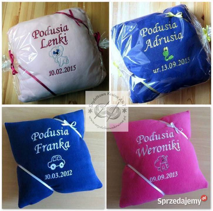 Poduszka z haftem prezent na NARODZINY CHRZEST Toruń