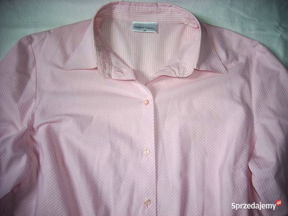 Super Koszula Pudrowa Paski 46 XXXL Nowy Sącz