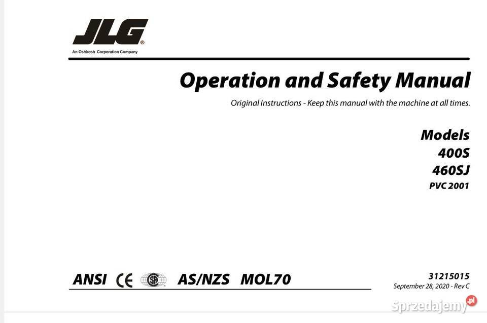 JLG 400S 460SJ instrukcja obsługi DTR świętokrzyskie Kielce