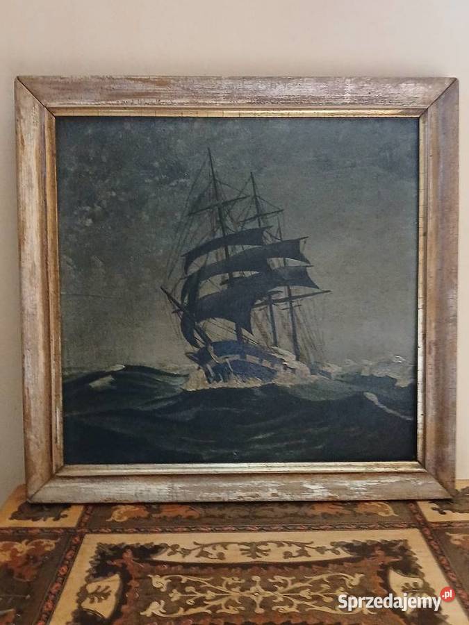 Stary olejny obraz marynistyczny Kraków