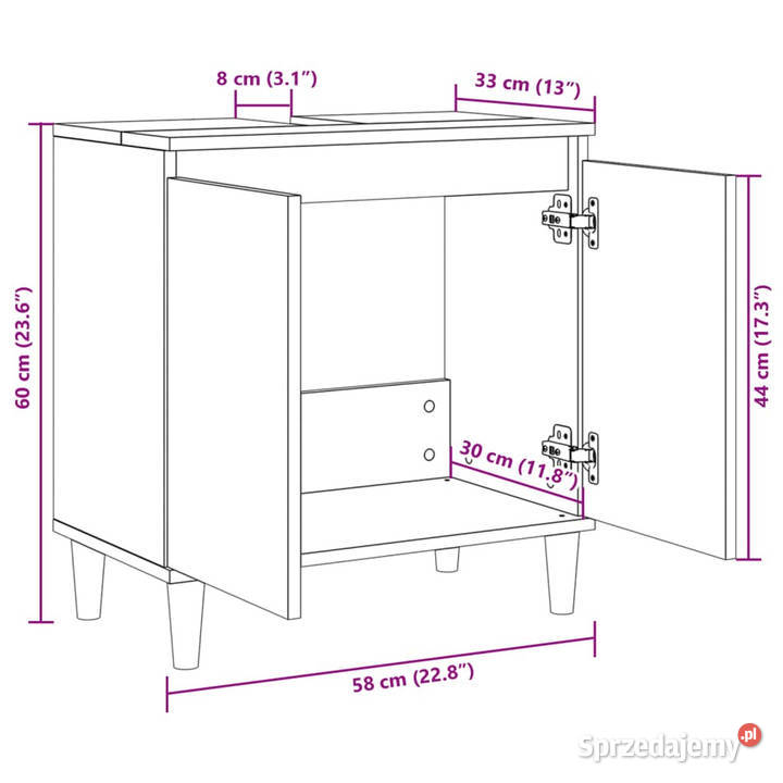 Szafka pod umywalkę dąb sonoma 58x33x60 WM847407 Warszawa
