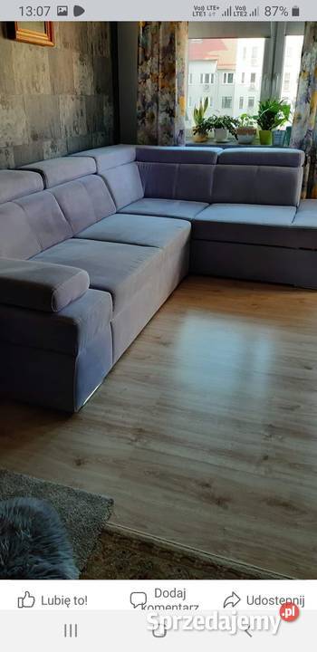 Narożnik koloru lawendowego duży 200cm Zielona Góra