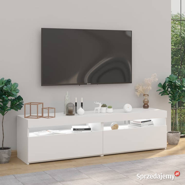 Szafki pod TV z oświetleniem LED 2 białe Warszawa sprzedam