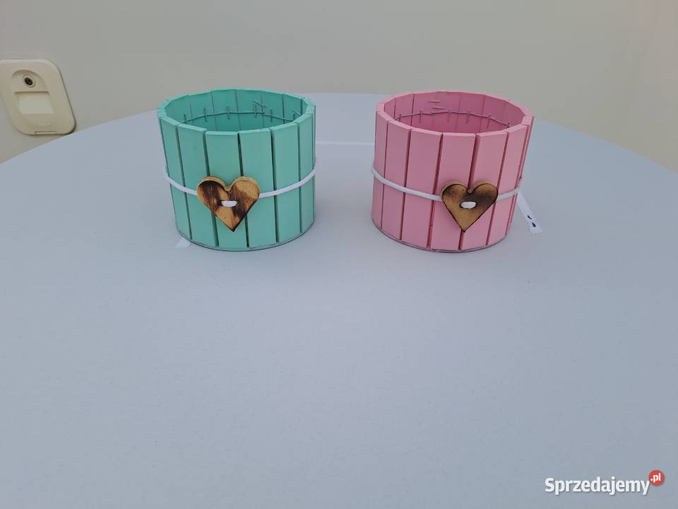 osłonki drewniane dekoracyjne okolicznościowe Doniczki i osłonki