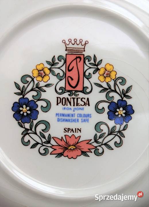 Trzy talerze deserowe vintage w kwiaty Pontesa Talerze i talerzyki Lublin