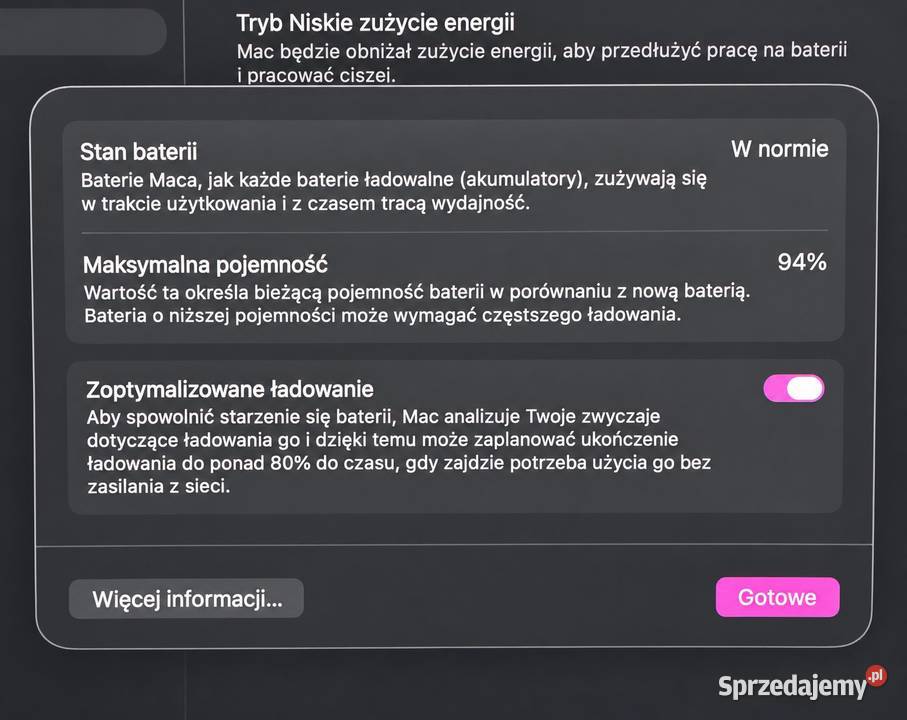 MacBook Pro 133 M1 16 GB RAM 1 TB SSD Touch Bar Pruszków