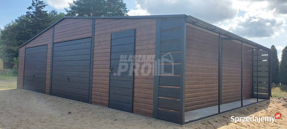 Garaż blaszany 10x6m wiata 1m 2x Brama uchylna Sprzedaż łódzkie Bełchatów