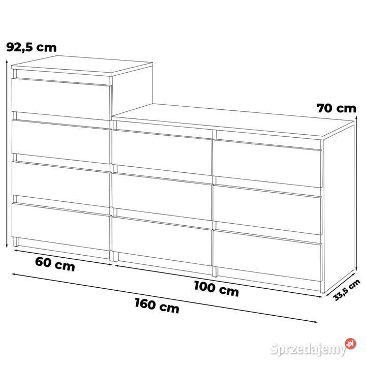 Komoda 10 Szuflad Pojemna Nowoczesna Szafka Rtv 160cm Elbląg