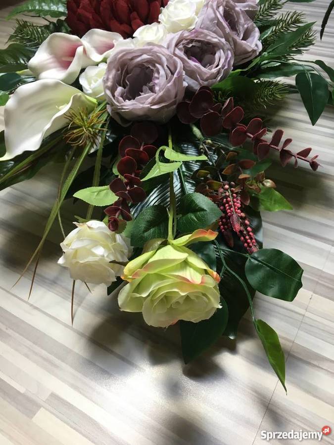 Kompozycja kwiaty sztuczne cmentarz wiązanka Kalisz
