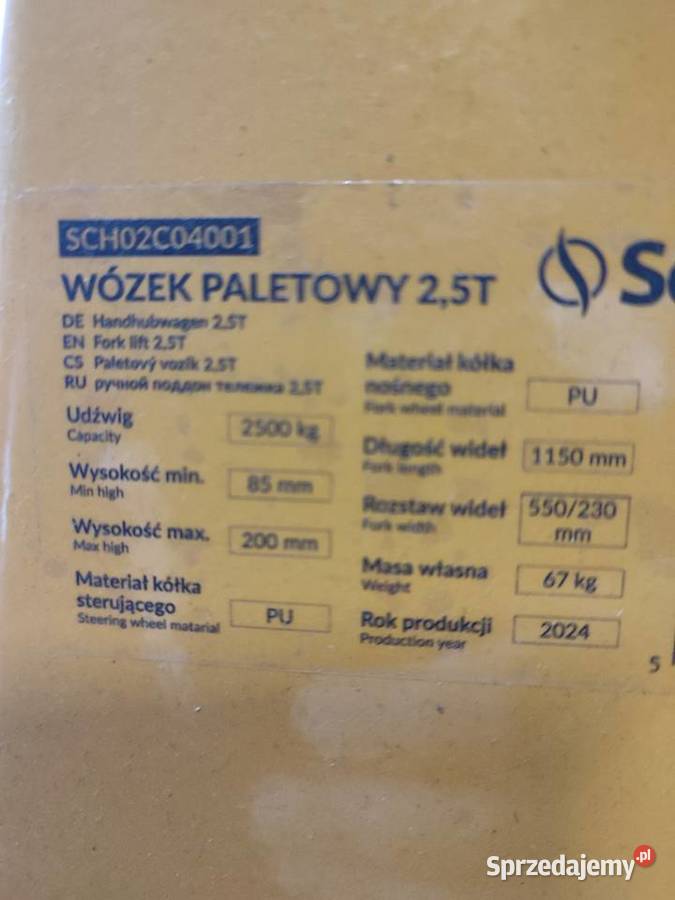 Paleciak 2500 podnośnik Milicz