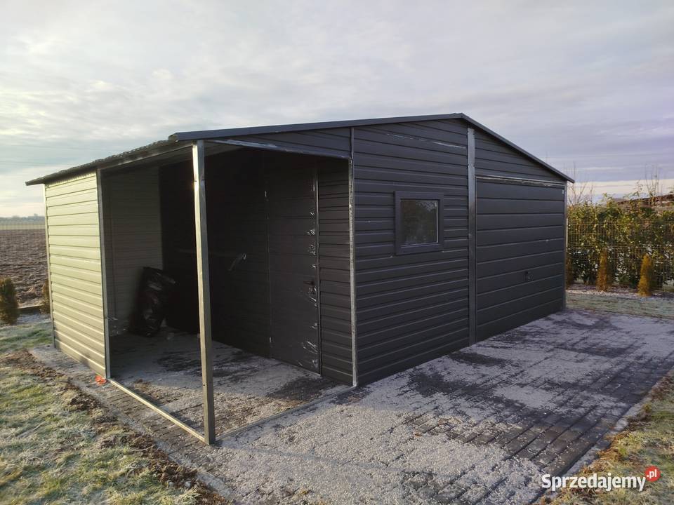 Garaż Blaszany z zadaszeniem bocznym Wiata