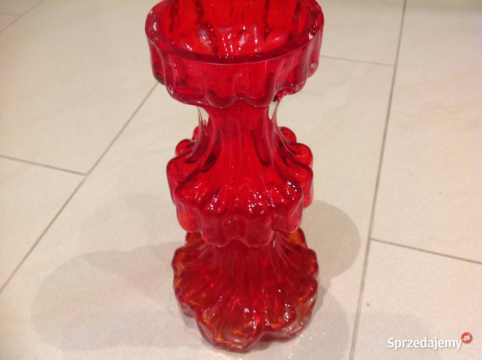 Czerwony Wazon INGRID GLASS Szkło Kryształowe Nowa Sól