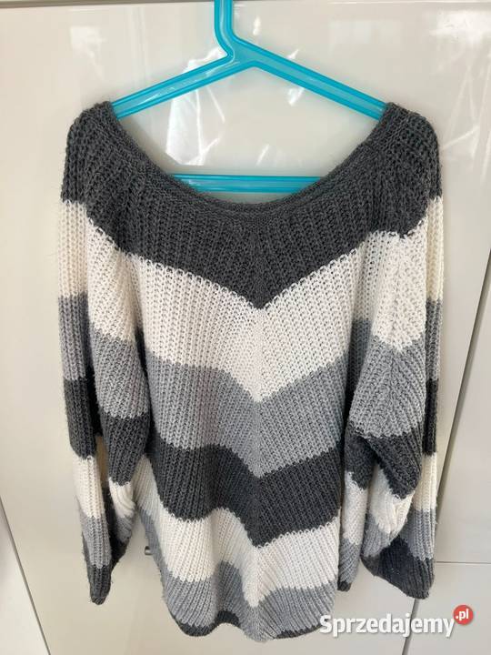 Piękny basicowy sweterek w paski Cameo Rose M niebieski Gdańsk