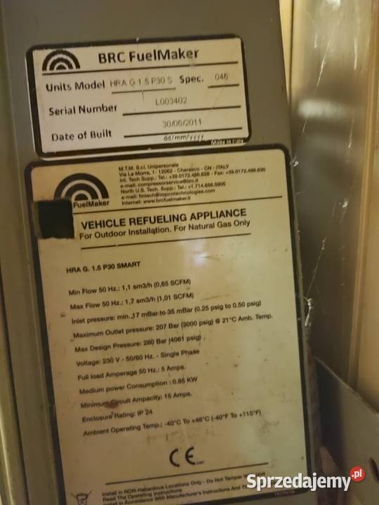Kompresor CNG gazu z sieci do tankowania sprzedam