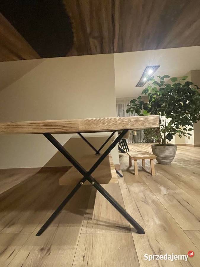 Ława jesionowa w jodełkę styl loft Tarnów